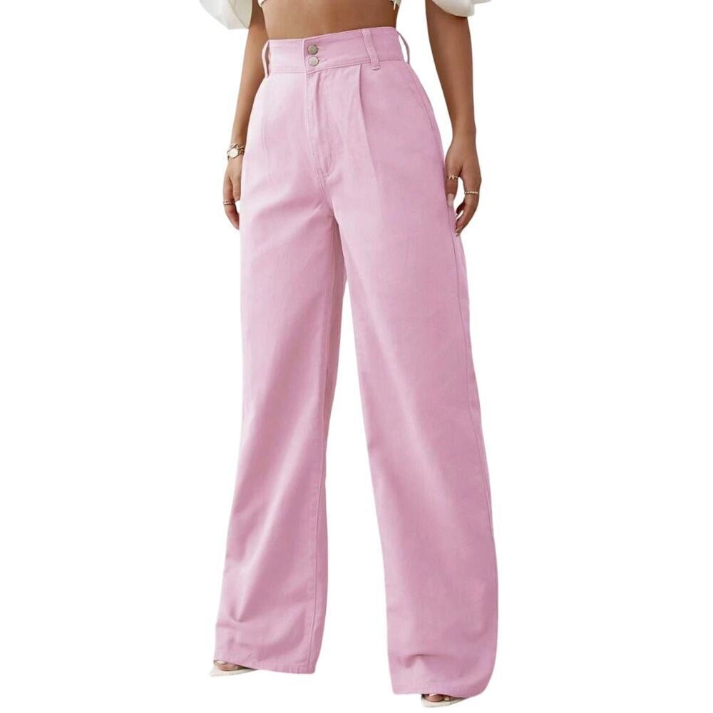 High Waist Wide Leg Jeans in Pink, Size 30​​​